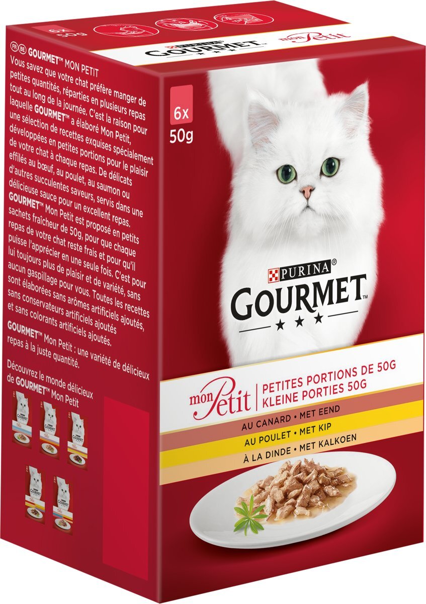 Gourmet Mon Petit - Eend, Kip en Kalkoen - Kattenvoer - 4x (6 x 50 g)