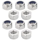 cyclingcolors 10 x zelfborgende zeskantmoeren van roestvrij staal A2 DIN 985 ISO 10511 veiligheidsmoeren van nylon voor schroeven, bouten met metrische schroefdraad, M5