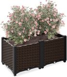 Merkloos Relaxdays plantenbak - met waterreservoir - kunststof - 38 x 80 x 40 cm - bruin