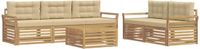 vidaXL Buitenbank Set 6-delig Wit en Beige