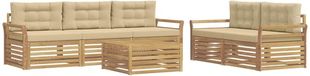 vidaXL Buitenbank Set 6-delig Wit en Beige