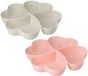 Koopman International bol de service rose / blanc - set 2x - avec compartiments - plastique - D32 cm