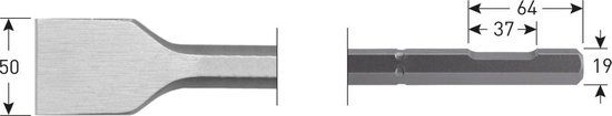 Rotec 6-kant Spadebeitel 50x400mm 6-kant ø19,0 met uitsparing - 2153521