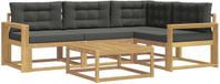 vidaXL Hoek loungeset 4 zitplaatsen Polyester Blanc et anthracite