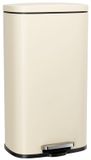 Poubelle rectangulaire - 30 litres - Inox - Fermeture douce avec pédale - Beige