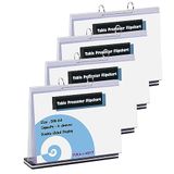 TUKA-i-AKUT [4x] A4 Tafel Flipover van Acryl met Voet, 6 PVC Transparante Hoezen voor Dubbelzijdige Display, Liggend Presentatie Teken Poster Houder Counter Weergave Flipchart, TKD8210-A4-4x