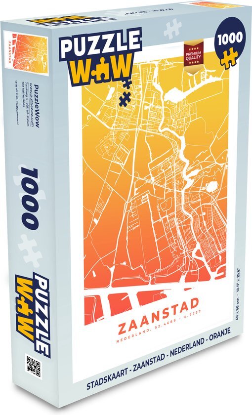 MuchoWow Puzzel Stadskaart - Zaanstad - Nederland - Oranje - Legpuzzel - Puzzel 1000 stukjes volwassenen - Plattegrond