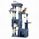 IDEALHOUSE Extra stabiele krabpaal 155 cm voor grote katten & Maine Coon – XXL ligvlak, 2 ruime holtes, natuurlijke sisal krabzummen, speelgoed, kleur: lichtblauw