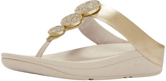 FitFlop Halo Bead-Circle Metallic Toe-Post Sandals Dames Slippers - Metallic Beige