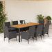Maison Exclusive - Ensemble de jardin pour le jardin, 9 pièces, avec coussins, polyrotin noir et bois d'acacia