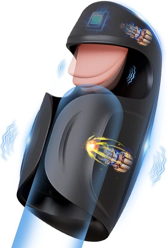 Automatische blowjob masturbator heren - Zwart - 10 standen - 14 cm