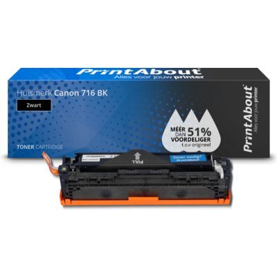 PrintAbout Huismerk Canon 716 BK Zwart Toner | Compatibel | 2500 pagina's