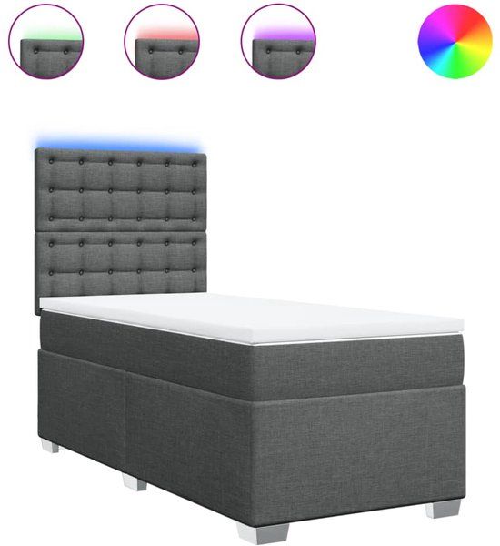 vidaXL Boxspring met matras donkergrijs stof 80x200 cm
