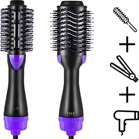 AnyPrice® 3-in-1 - Föhnborstel / Airstyler - Stijlborstel - Lang/Stijl/Krullen - Paars