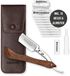 Störtebekker® Premium Scheermes 'Heartwood' met houten handvat in een handgemaakt leren etui - incl. aluinstick & 10 mesjes - Scheermessenset - Scheerset / Barbiersmes - Shavette / Straight Razor