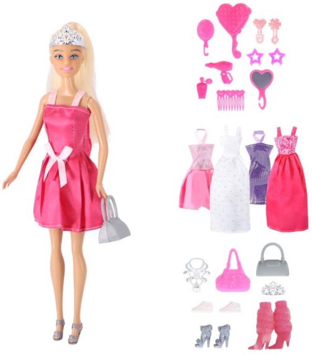 Fleur Pop 25-delig met poppenkleding - Roze