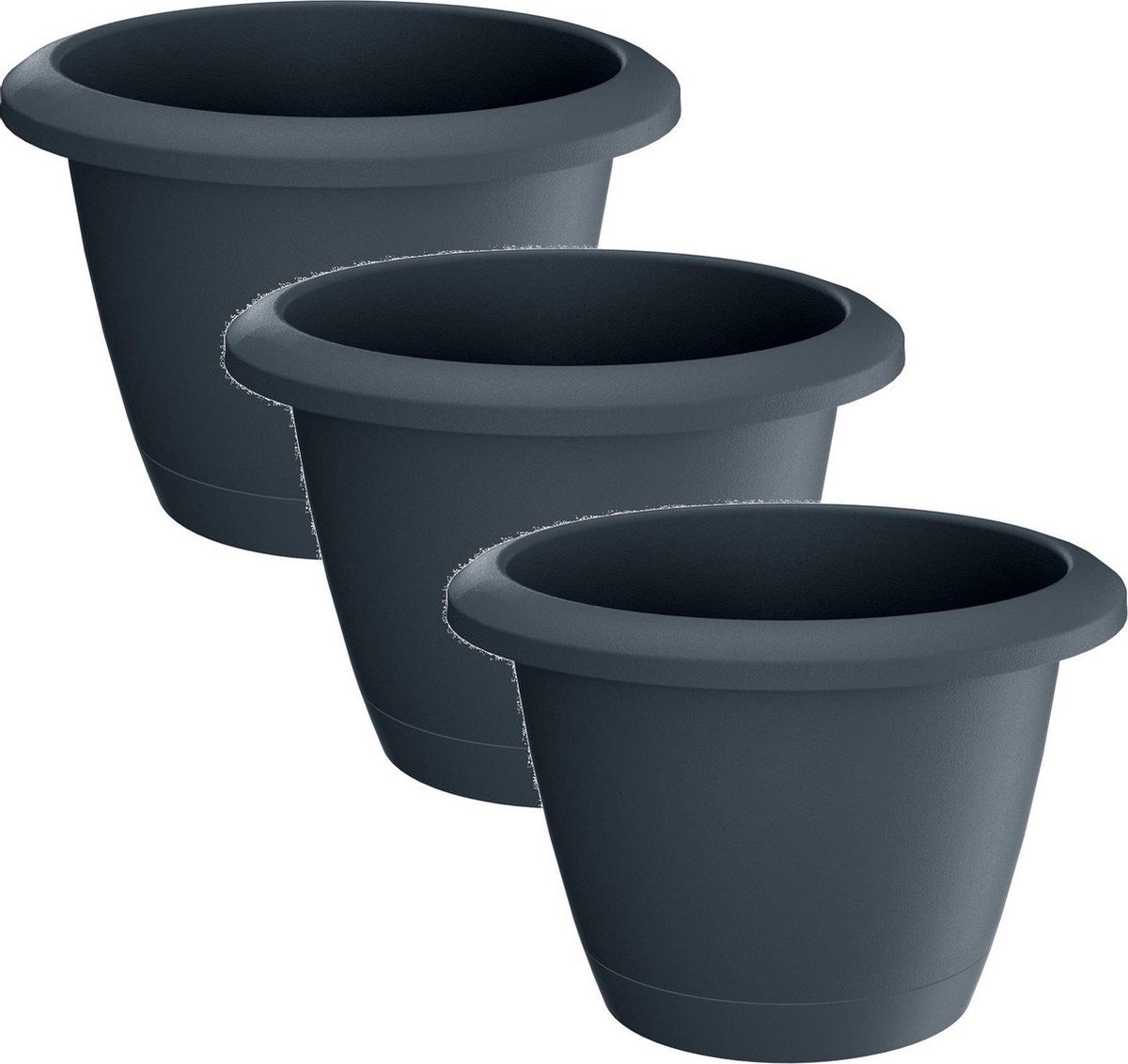 Prosperplast Respana bloempotten/plantenpotten antraciet 20 cm (6 stuks) - inclusief onderzetter