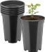 GARRONDA Set van 5 ronde kunststof bloempotten met drainagegaten voor tuin (Zwart, Ø14 x 18 cm (1,7L))