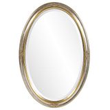 Howard Elliott Carlton Ovale Decoratieve Wandspiegel, Roestvrij Staal, Afgeschuinde Ovale Hangende Make-upspiegel voor Wanddecoratie, Hal, Slaapkamer, Woonkamer, 55,9 x 81,3 cm