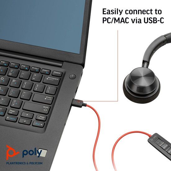 Poly Blackwire 3320 USB-C Headset - On-ear Headphones with Microphone