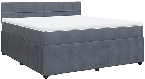 vidaXL Boxspring met matras fluweel donkergrijs 180x200 cm