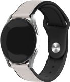 Strap-it bandje leer - leren / siliconen hybrid bandje geschikt voor Samsung Galaxy Watch 7 (40 & 44mm) / Galaxy Watch 6 (Classic) / Watch 5 / 5 Pro / Watch 4 / 4 Classic / Watch FE - horlogeband voor Galaxy Watch 4-5-6 alle varianten - Blanc