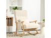 HOMCOM Fauteuil à bascule, Rocking Chair en tissu effet lin, coussin lombaire, assise rembourrée, pieds en bois d'hévéa, beige