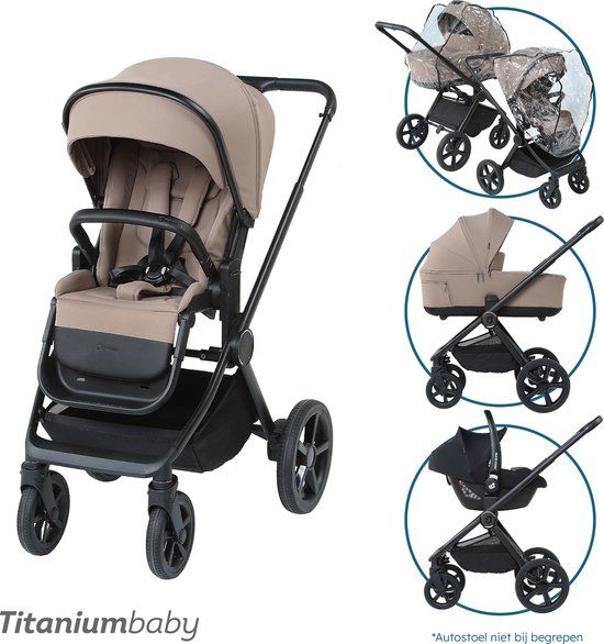 Titaniumbaby Kinderwagen SOLID Urban Taupe incl regenhoes en autostoeladapters