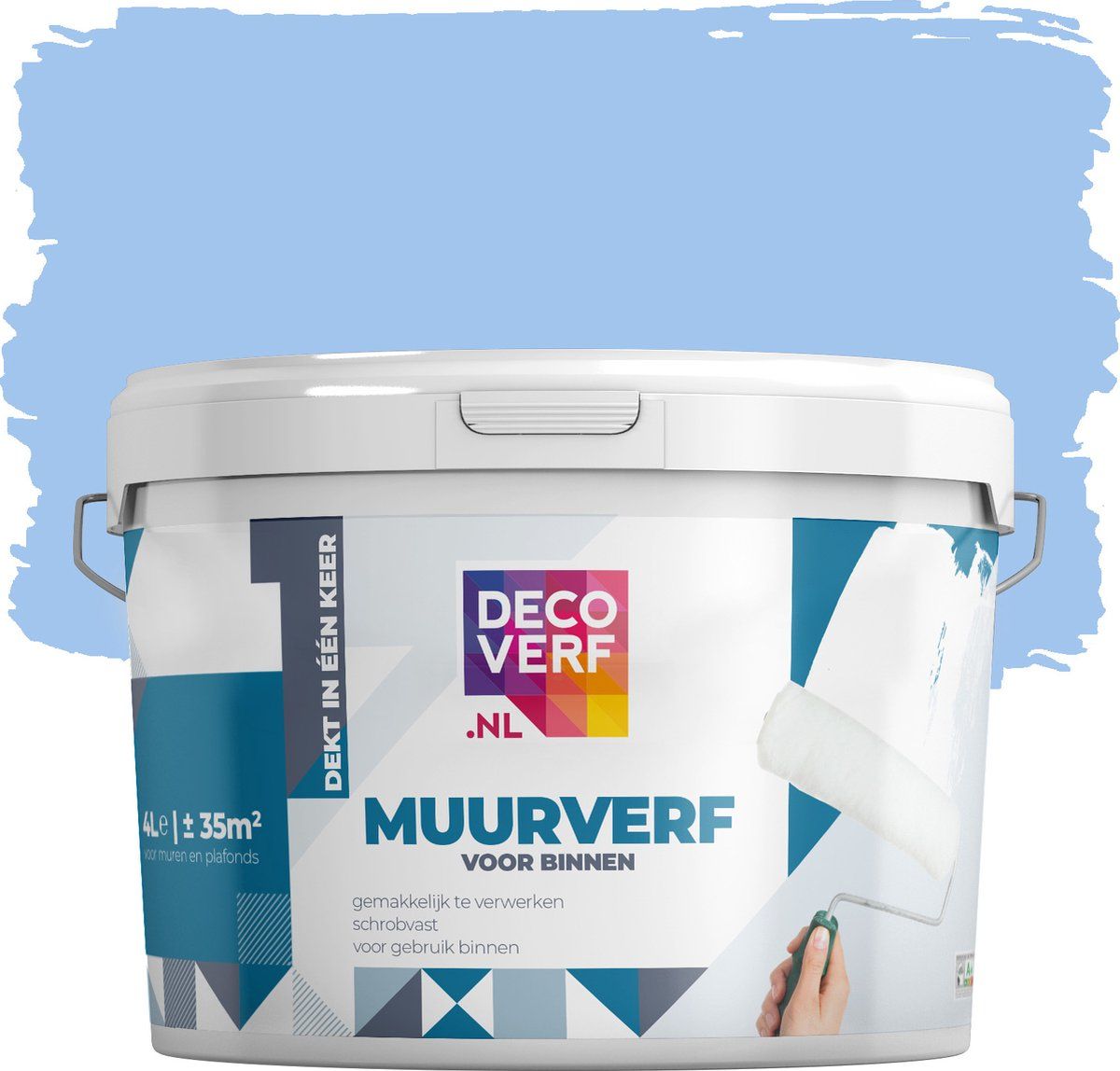 Decoverf.nl Decoverf muurverf mat retroblauw 4L - 8719743417809