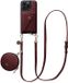 AVY Étui en cuir pour Apple iPhone 15 Pro | Avec cordon, portefeuille et pochette | Compatible MagSafe | Étui en cuir avec cordon de 130 cm | Cuir long | Bordeaux