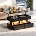 HAUSS SPOLE Table basse - Laqué brillant avec plateau relevable et LED - Noir