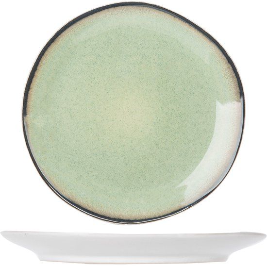 Cosy & Trendy Ontbijtbord Fez Groen 4 Stuks ø 22.5 cm Aardewerk