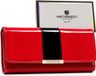 Peterson Damesportemonnee, Horizontaal, Glanzende Kunstleer, RFID-bescherming, Zwart, Rood, 19x9 cm