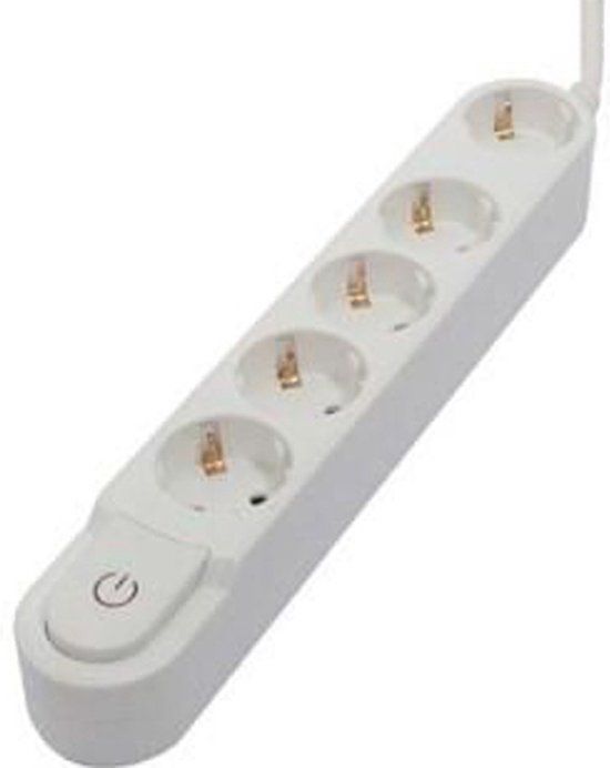 Chacon Design TCD RA Stekkerdoos - Wit - 2.7m Snoer - Met Randaarde - 3500W - Met Aan/Uit Schakelaar