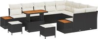 vidaXL Tuinbank - Set - 12 - st - Zwart - poly - rattan