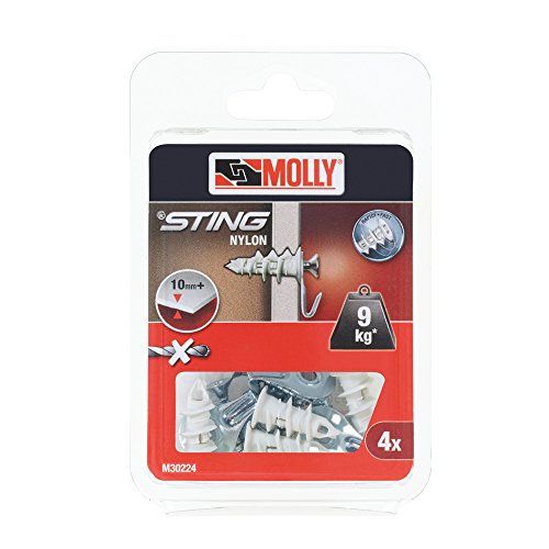 MOLLY m30224-xj 25 mm 9 kg Nylon Sting Plugs Plus haken en schroeven (4-delig)