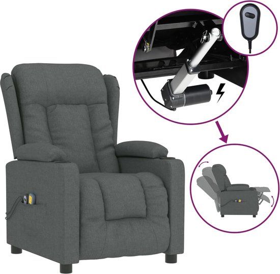 vidaXL Elektrische Massagestoel Stof Donkergrijs