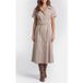 GUESS Adele V Neck Ss Midi Velvet Taupe Taille: 46