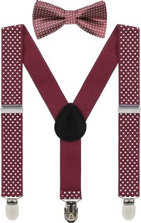 Fako Fashion® Kinder Bretels met Vlinderstrik - Donkerrood met Stipjes - 65cm - Jongens