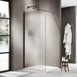 FortiFura Galeria Inloopdouche - 110x200cm - Mat Glas - Mat Zwart
