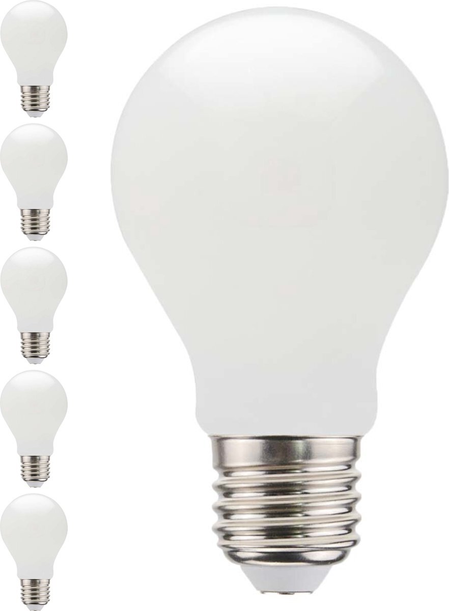 Proventa Proventa® LED Lampen E27 Mat - 5 x A60 lamp met mat witte finish - 4.5W vervangt 40W