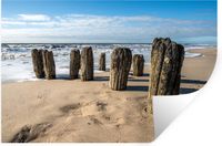 StickerSnake Muursticker - Zand Strand Paal Water Zomer - 90x60 cm - Multicolor
