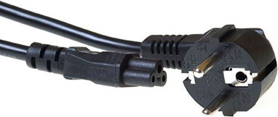 ACT Netsnoer Schuko CEE 7/7 male (haaks) - C5 IEC 60320 zwart 1,5 m AK5408