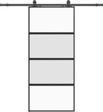 vidaXL Schuifdeur met beslagset, 90x205 cm, gehard glas, zwart