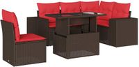 vidaXL 6-delige tuinbankset met kussens, bruin polyrotan