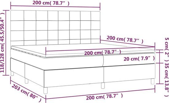 vidaXL Boxspring bed met matras fluweel donkerblauw 200x200 cm