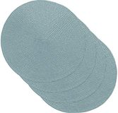 Venilia 59125 Set van 4 placemats, blauw, rond, voor eetkamer, onderzetter, geweven, geschikt voor levensmiddelen, 38 cm