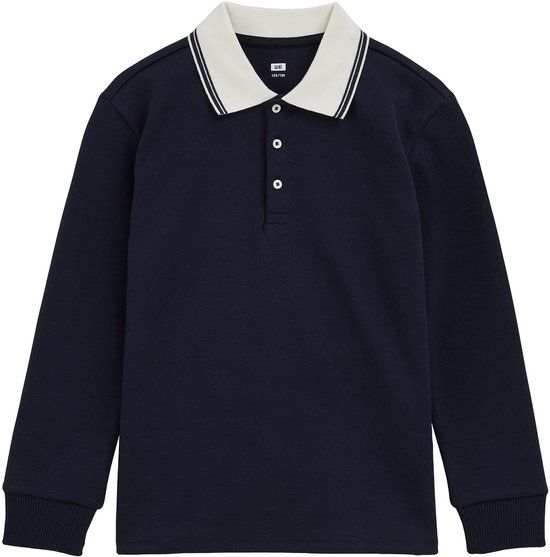WE Fashion Jongens polo donkerblauw lange mouw maat 122/128