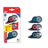 MP 3 stuks muiscorrectierollen, 12 m x 5 mm, nauwkeurige correctietape, direct afwisbaar, voor kantoor, thuis of school, compact
