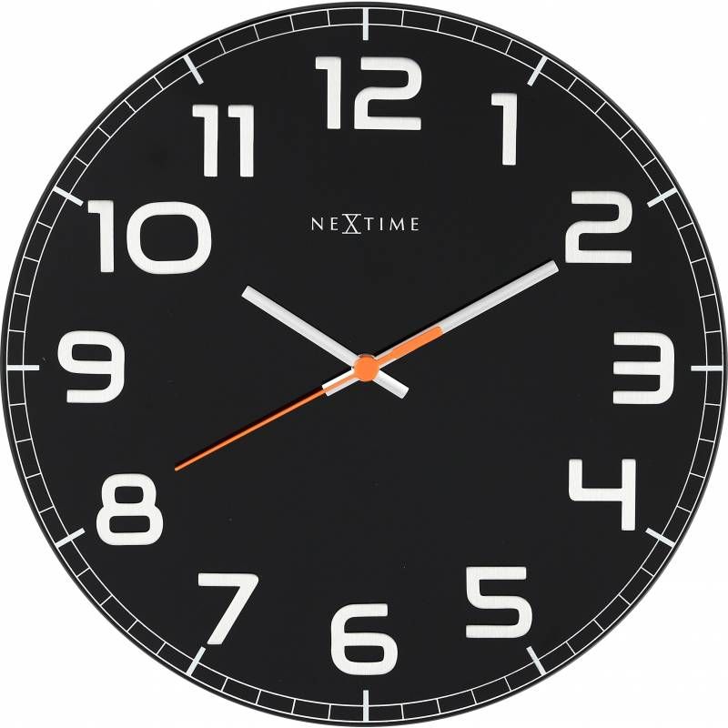 NeXtime 8817ZW Wandklok - Zwart - Metaal - Ø 30 cm